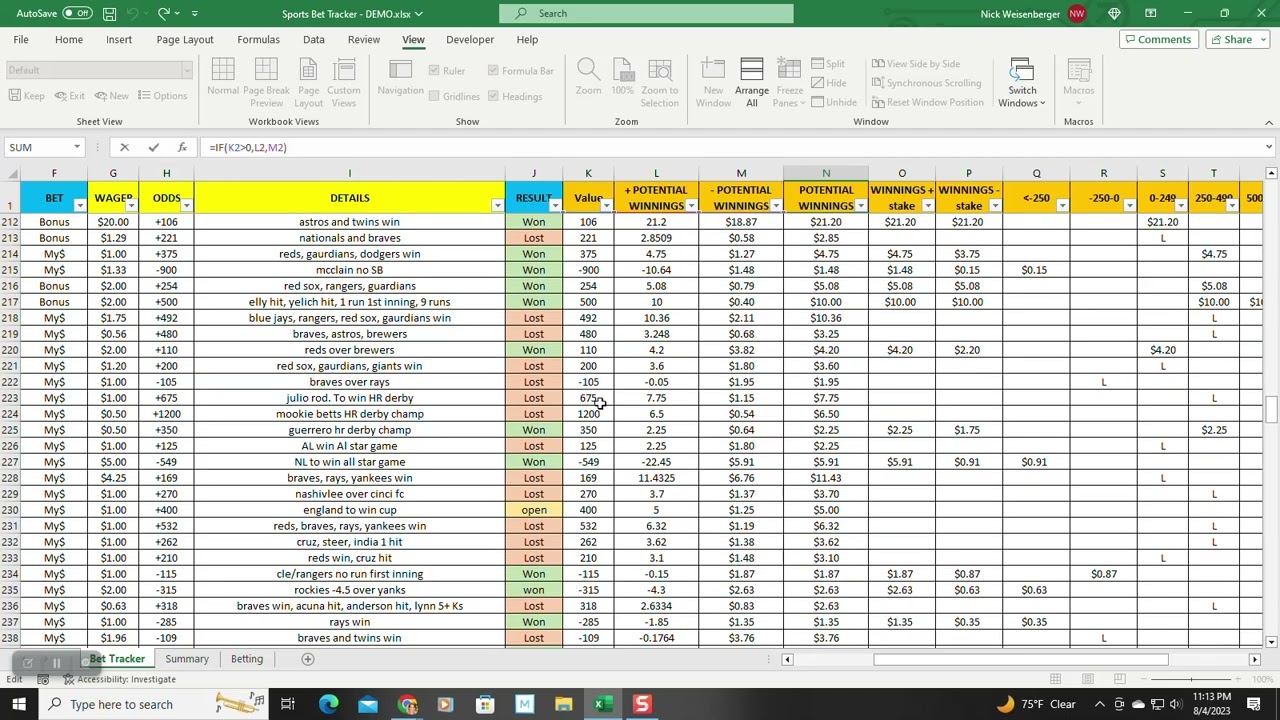 Photo: how to track sports bets